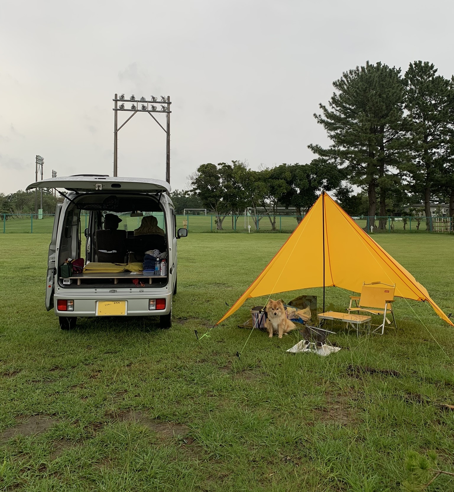 渚園キャンプ場 ペットサイト横にドッグラン 名古屋から1時間半で絶景散歩コース